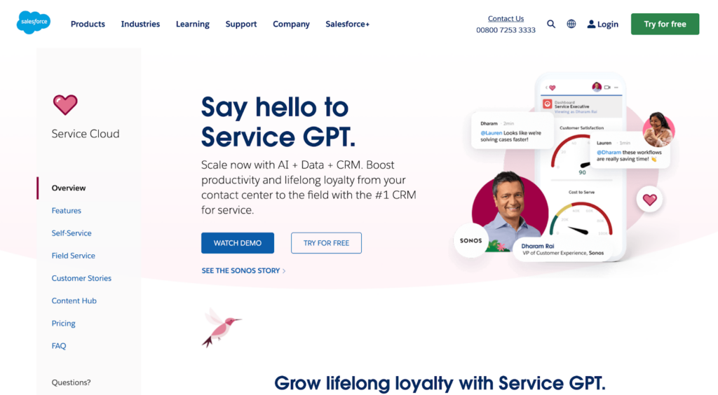 Salesforce Service Cloudi koduleht