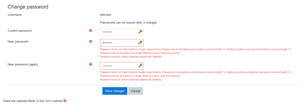 Moodle parooli valideerija