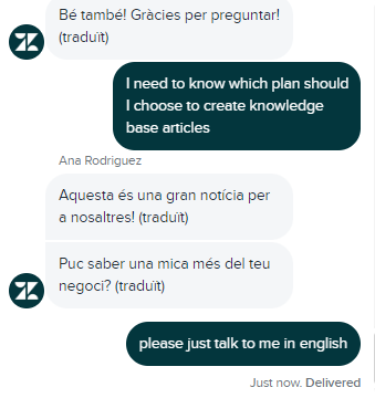 Zendesk Suite vestlusroboti keeleprobleem