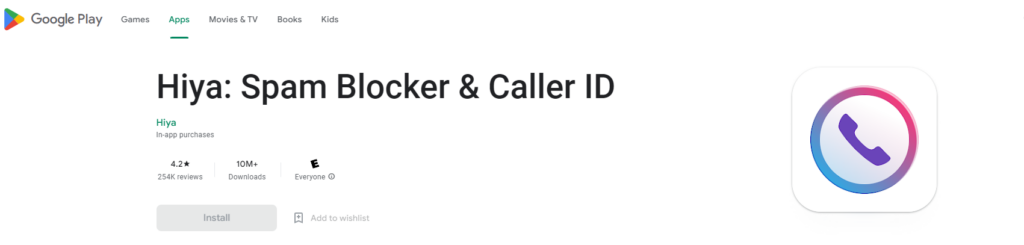 Hiya: Spam Blocker & Caller ID Google Play veebilehel