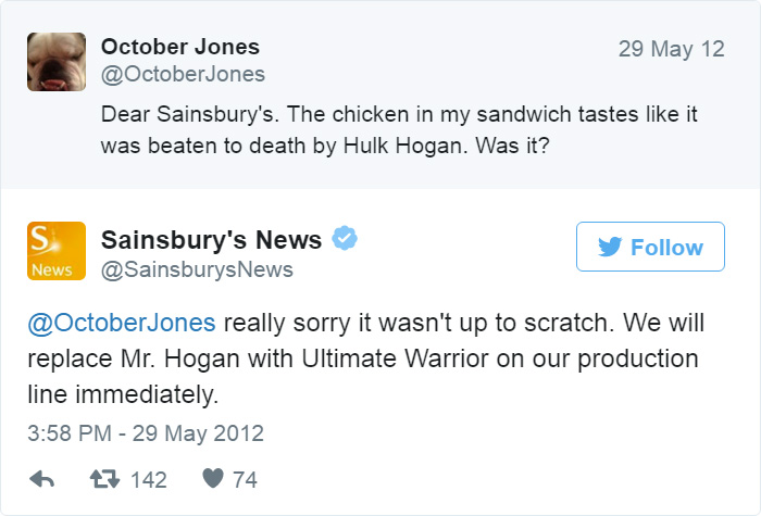 Sainsbury klienditeenindus vastab kliendile Twitteris